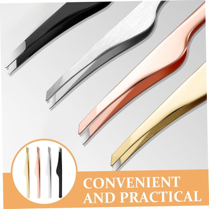 Matte Finish Stainless Steel Eyelash Tweezers 4pcs For Lash Extensions And Eyebrow Grooming - Image 5